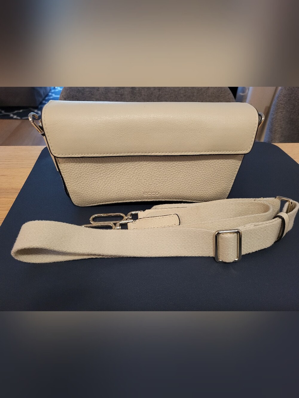 Ecco Women's Leather Messenger Crossbody Bag - Cream
